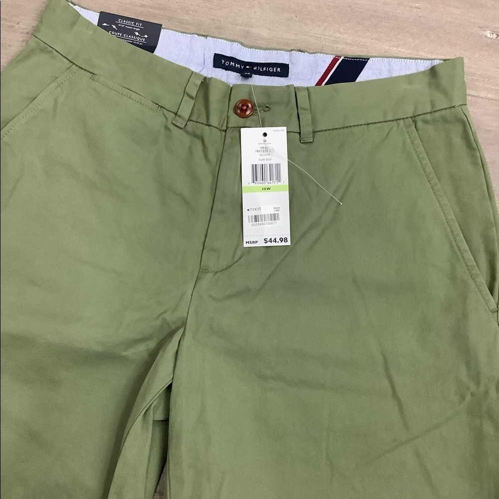 Men's Tommy Hilfiger 30 Small Khakis Chino Shorts Olive Green Stretch Twill NWT - Picture 5 of 10